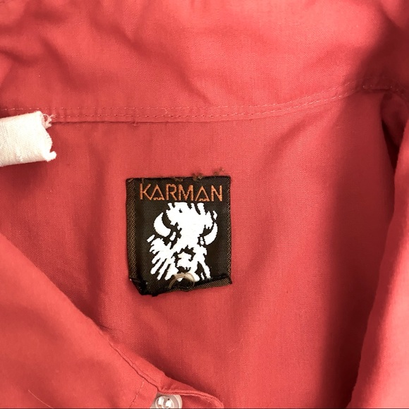 Karman Vintage 80s Red Western Shirt, Embroidered Arrows. Size Medium. - Picture 12 of 13